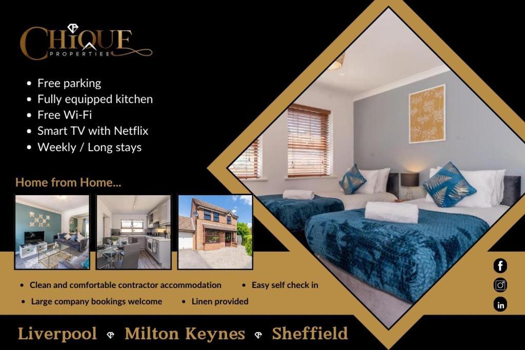 Mk City Center House, Perfect For Families, Groups, Free Parking, Sky Tv, Desk Space Managed By Chique Properties Ltd Milton Keynes Exteriér fotografie